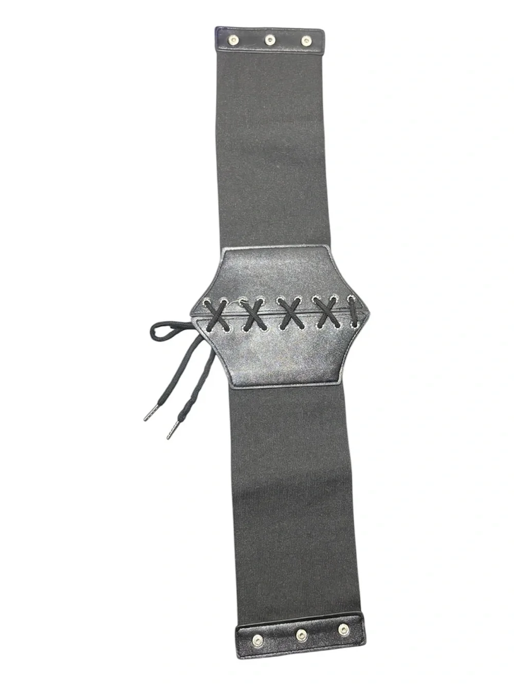 Black Lace-Up Wide Waist Corset Belt
